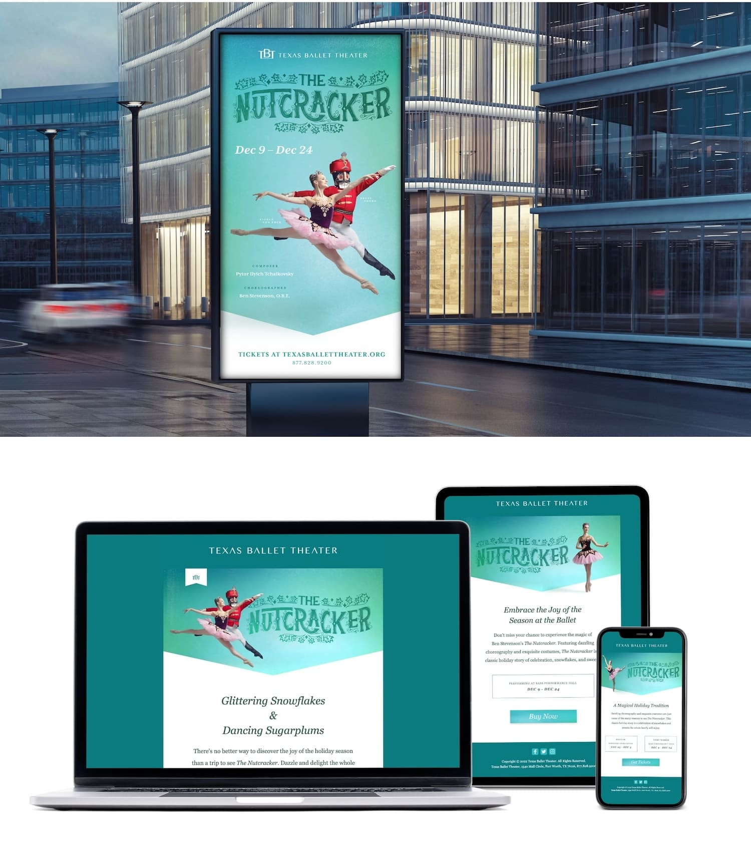 The Nutcracker Signage and Emails for Texas Ballet Theater