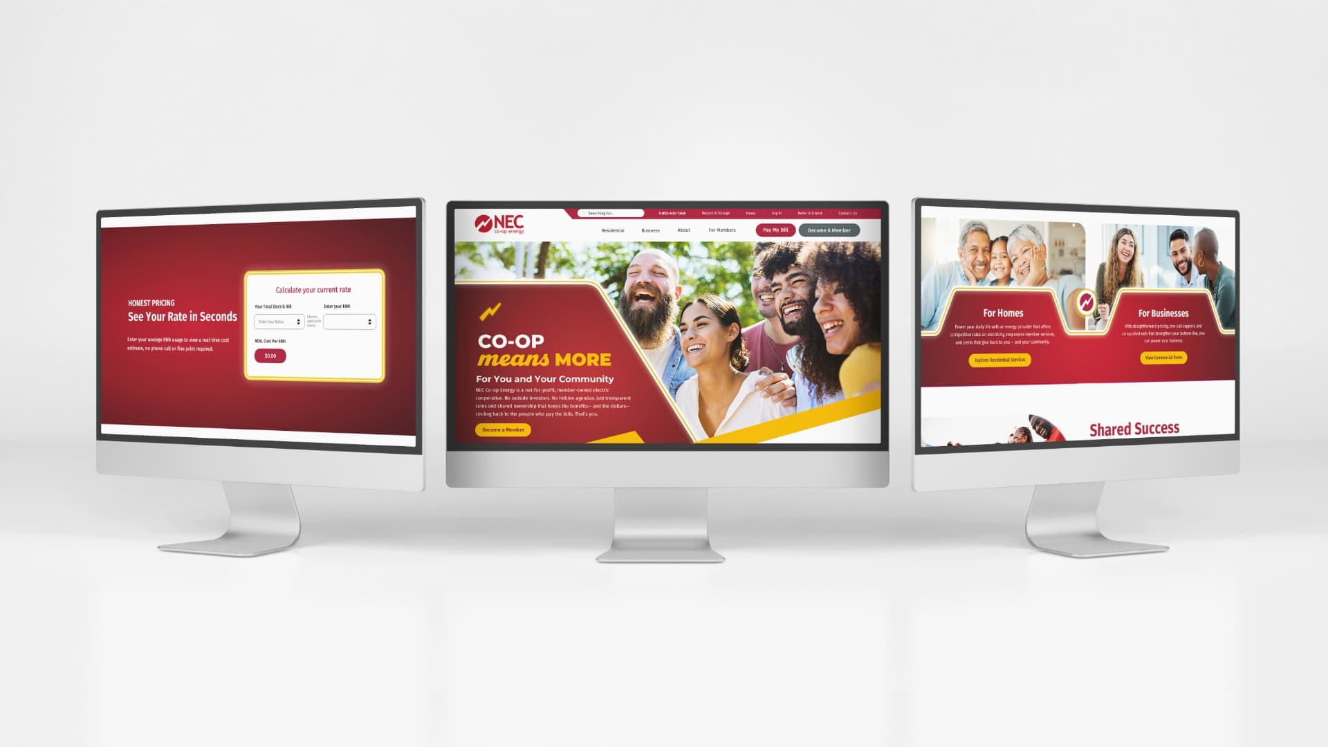 NEC Co-op Energy landing page creative